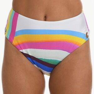 Sunshine 79 Women's High Waist Bikini Bottoms Colorful Stripes Size 8 NWT